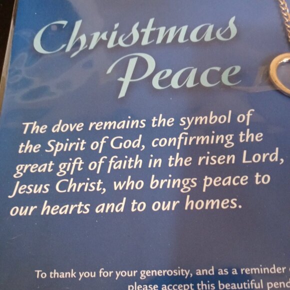 Christmas Peace Heart Dove Pendant Necklace Spirit of God Gold Tone 20" - Picture 3 of 7